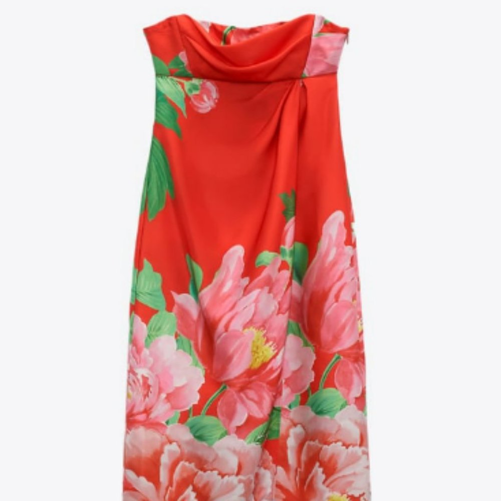 NEW ZARA FLORAL PRINT DRESS MULTICOLORED WITH TAGS